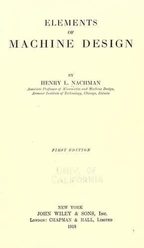 Tapa de Elements of machine design
