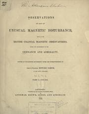 Tapa de Observations on days of unusual magnetic disturbance, made at the British colonial magnetic observatories, under the departments of the ordnance and admiralty