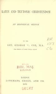 Tapa de Latin and Teutonic Christianity