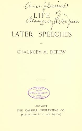 Tapa de Life and later speeches