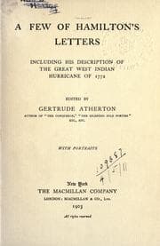 Tapa de A few of Hamilton's letters, including his description of the great West Indian hurricane of 1772