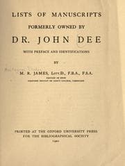 Tapa de Lists of manuscripts formerly owned by Dr. John Dee
