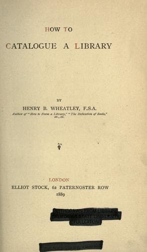 Tapa de How to catalogue a library