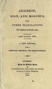 Tapa de Anacreon, Bion, and Moschus, with other translations