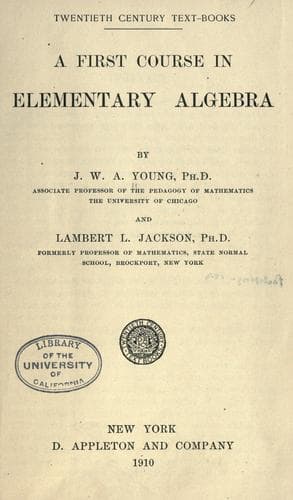 Tapa de A first course in elementary algebra