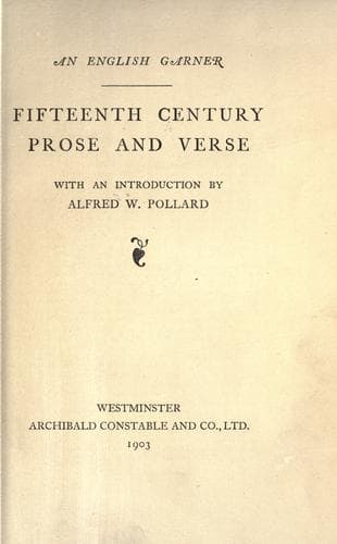 Tapa de Fifteenth century prose and verse