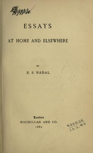 Tapa de Essays at home and elsewhere.