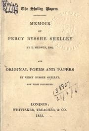 Tapa de Memoir of Percy Bysshe Shelley and original poems and papers by Percy Bysshe Shelley, now first collected
