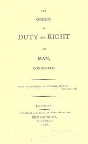 Tapa de The origin of duty and right in man, considered ...