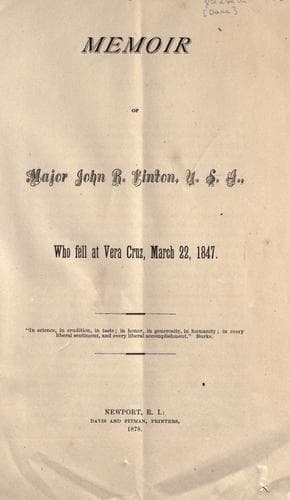 Tapa de Memoir of Major John R. Vinton, U.S.A., who fell at Vera Cruz, March 22, 1847