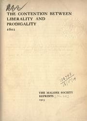 Tapa de The contention between liberality and prodigality 1602