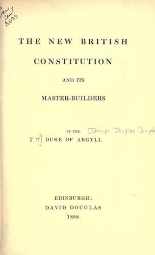 Tapa de The new British constitution and its master-builders