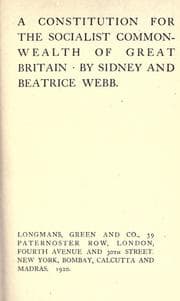 Tapa de A constitution for the socialist commonwealth of Great Britain