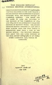 Tapa de Hydriotaphia, urne-buriall, or A discourse of the sepulchrall urnes lately found in Norfolk