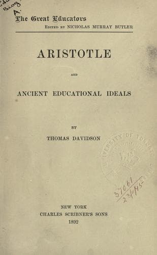 Tapa de Aristotle and ancient educational ideals.