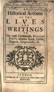 Tapa de An historical account of the lives and writings of our most considerable English poets, whether epick, lyrick, elegiack, epigramatists, & ..
