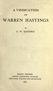 Tapa de A vindication of Warren Hastings