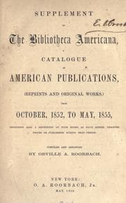 Tapa de Supplement to the Bibliotheca americana