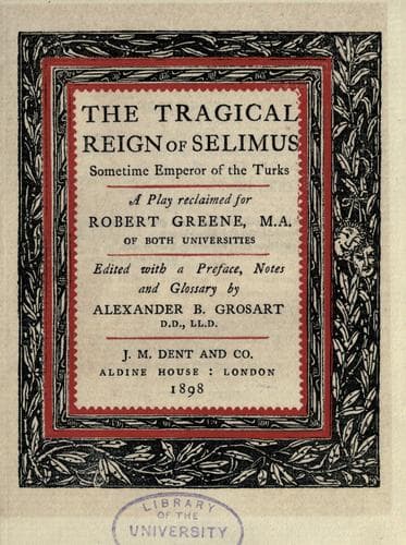 Tapa de The tragical reign of Selimus, sometime emperor of the Turks
