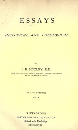 Tapa de Essays, historical and theological.