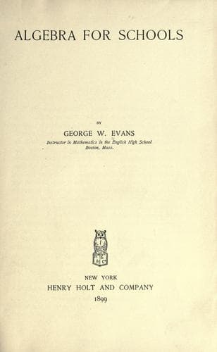 Tapa de Algebra for schools