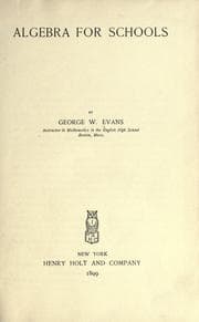Tapa de Algebra for schools