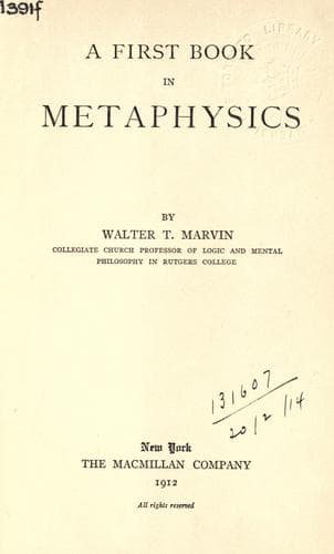 Tapa de A first book of metaphysics.