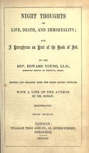 Tapa de Night thoughts on life, death, and immortality ; and, A paraphrase on part of the Book of Job