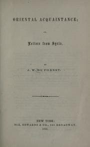 Tapa de Oriental acquaintance, or, Letters from Syria