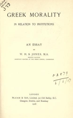 Tapa de Greek Morality In Relation To Institutions