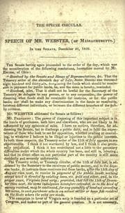 Tapa de The specie circular, Speech of Mr. Webster, (of Massachusetts) in the Senate, Dec. 21, 1836