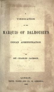 Tapa de A vindication of the Marquis of Dalhousie's Indian administration
