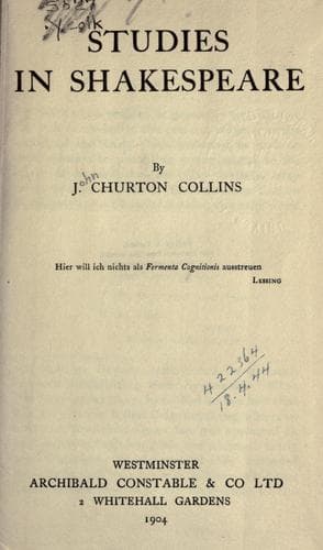 Tapa de Studies in Shakespeare.