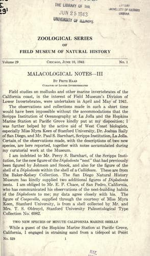 Tapa de Malacological notes, III