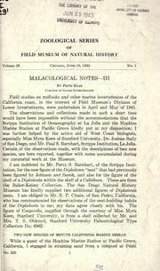 Tapa de Malacological notes, III