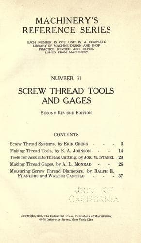 Tapa de Screw thread tools and gages ...
