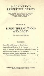 Tapa de Screw thread tools and gages ...