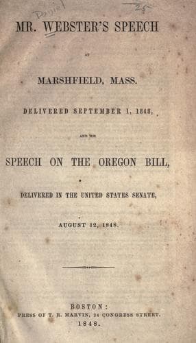 Tapa de Mr. Webster's speech at Marshfield, Mass