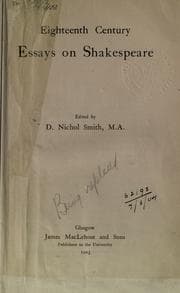 Tapa de Eighteenth century essays on Shakespeare