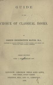 Tapa de Guide to the choice of classical books, with a supplementary list