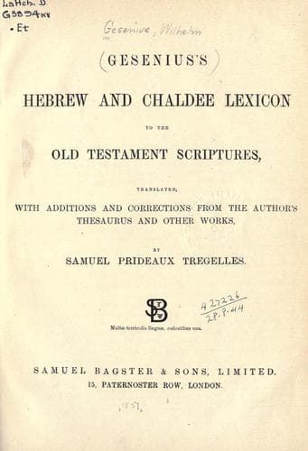 Tapa de Hebrew and Chaldee lexicon to the Old Testament Scriptures