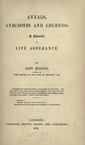 Tapa de Annals, anecdotes and legends