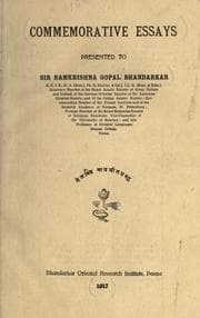 Tapa de Commemorative essays presented to Sir Ramkrishna Gopal Bhandarkar