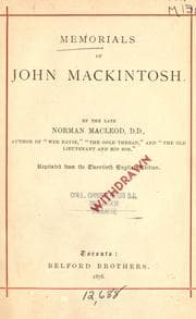 Tapa de Memorials of John Mackintosh