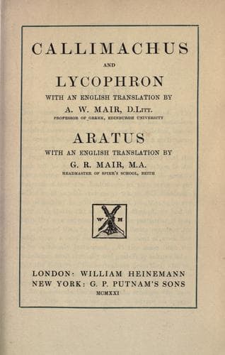 Tapa de Callimachus and Lycophron