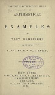 Tapa de Arithmetical examples: or, Test exercises for the use of advanced classes