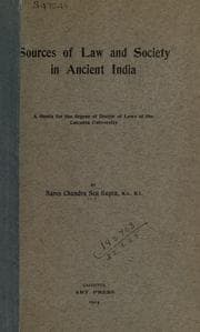 Tapa de Sources of law and society in Ancient India