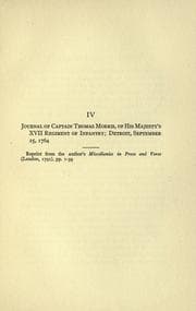 Tapa de Journal of Captain Thomas Morris, of His Majesty's XVII regiment of infantry ; Detroit, September 25, 1764