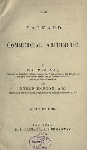 Tapa de The Packard commercial arithmetic