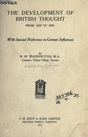 Tapa de The development of British thought from 1820-1890, with special reference to German influence